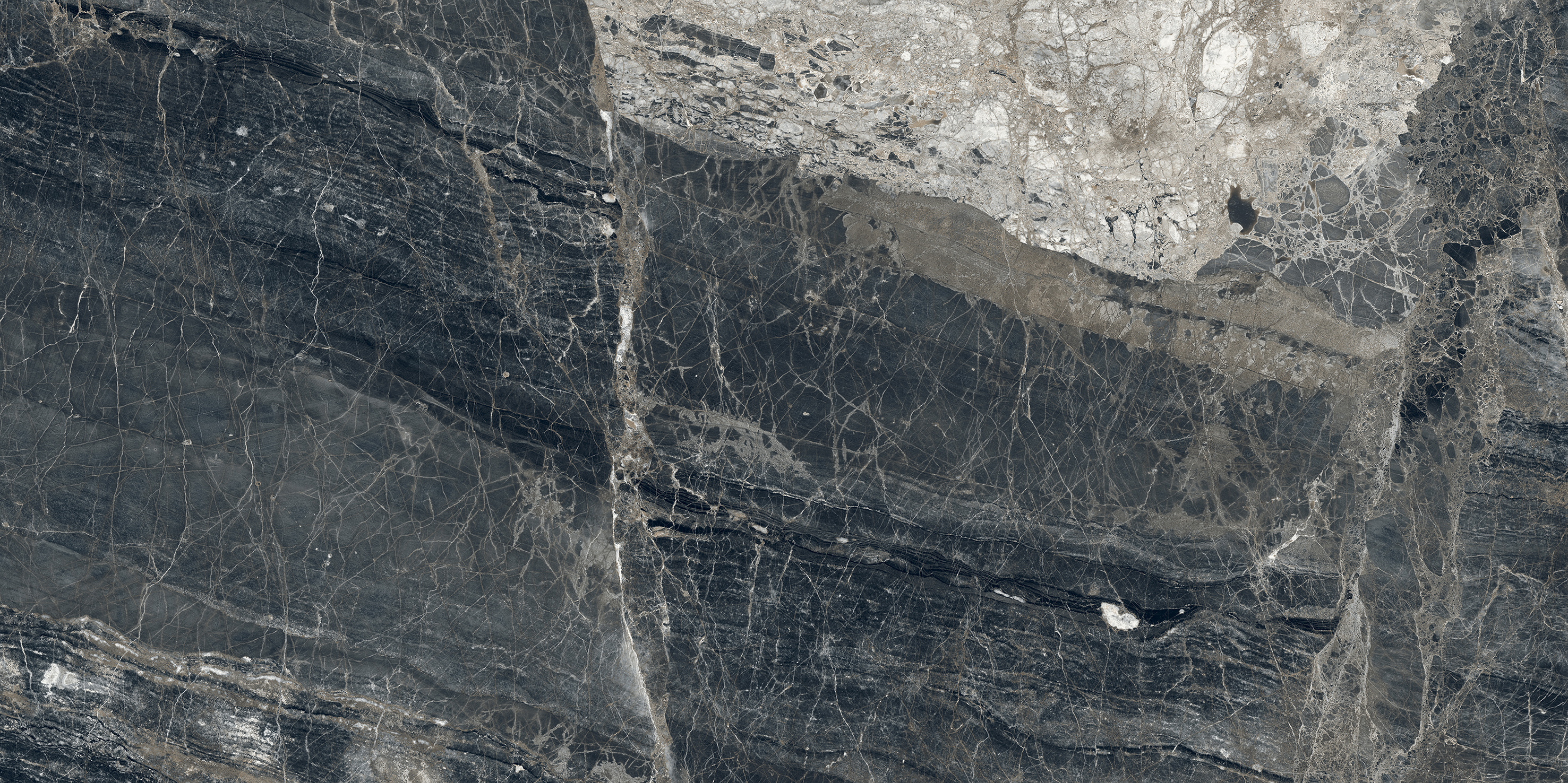 Лунар Неро Керамогранит графитовый 80х160 матовый+гл.чернила