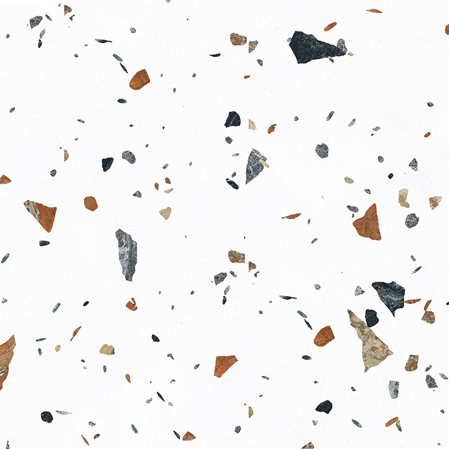 Тераццо Бианко Керамогранит цветной 60х60 матовый карвинг