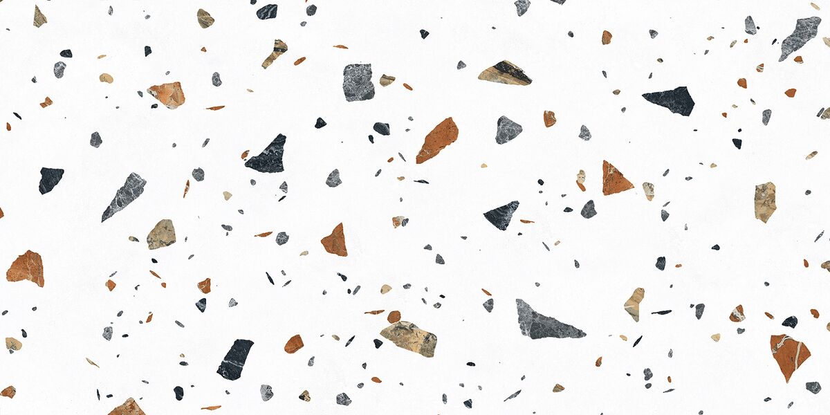 Тераццо Бианко Керамогранит цветной 60х120 матовый гравированный